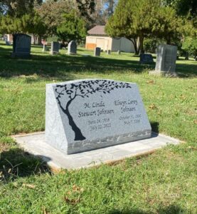 slant headstone memorial design Modesto CA