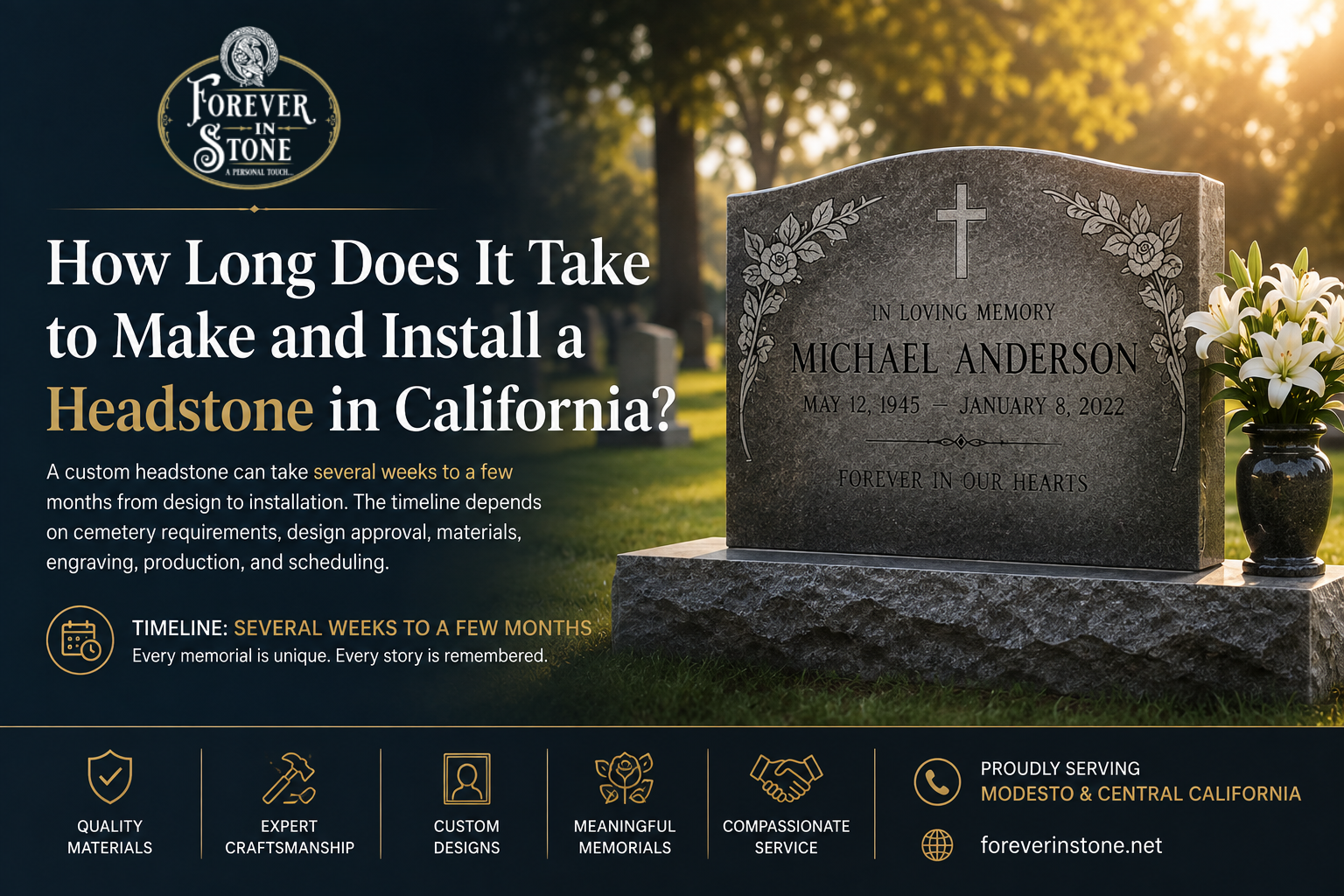 How Long Does It Take to Make and Install a Headstone in California?